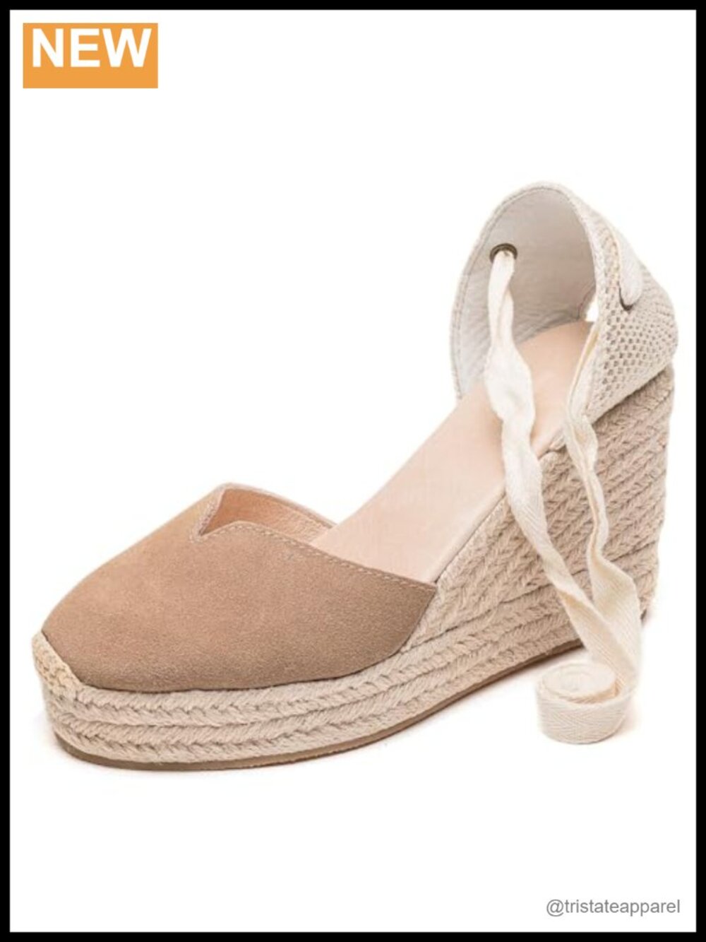 Suede Espadrille Wedge Sandals Closed Toe Platform Lace Up Ankle Strap